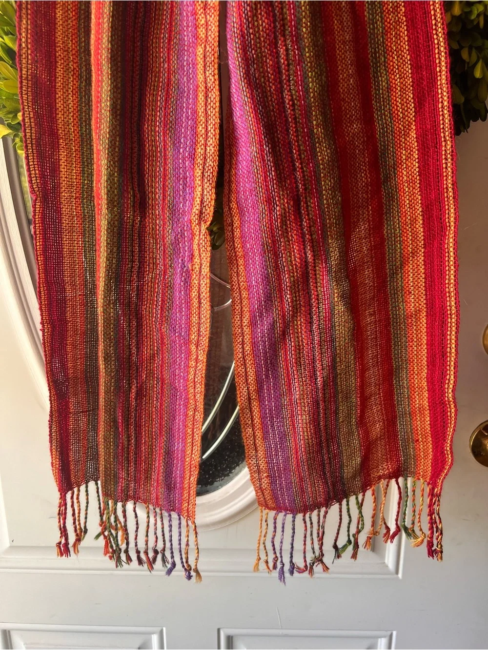 Red Multi-Stripe Lightweight Scarf - Picture 2 of 3